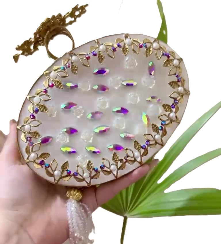 Luxury Trending Turkish Handmade Crystal Clutch Bag for Women – Elegant Evening Purse with Tassel, Gift-Ready Luxury Bag for Weddings & Parties