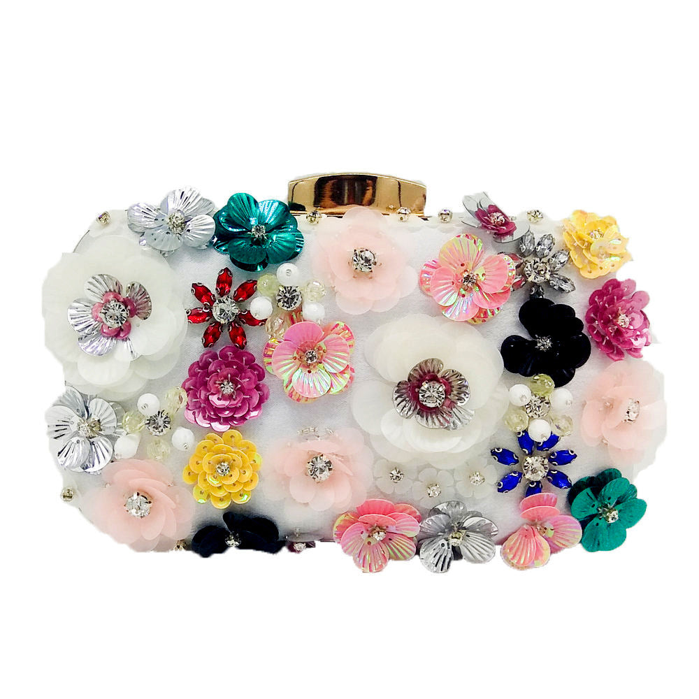 Flower Beaded Banquet Bag Party Clutch Original-Money Guarantee by Amafhha.Shop
