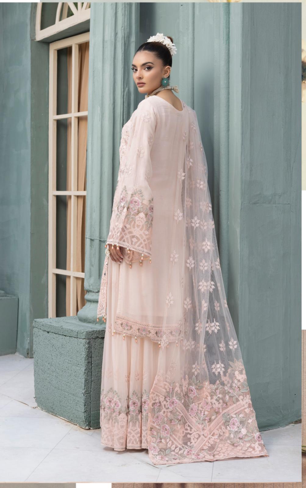 Flossie By Simran’s – 3 Piece Chiffon Embroidered Suit | Sizes S–2XL