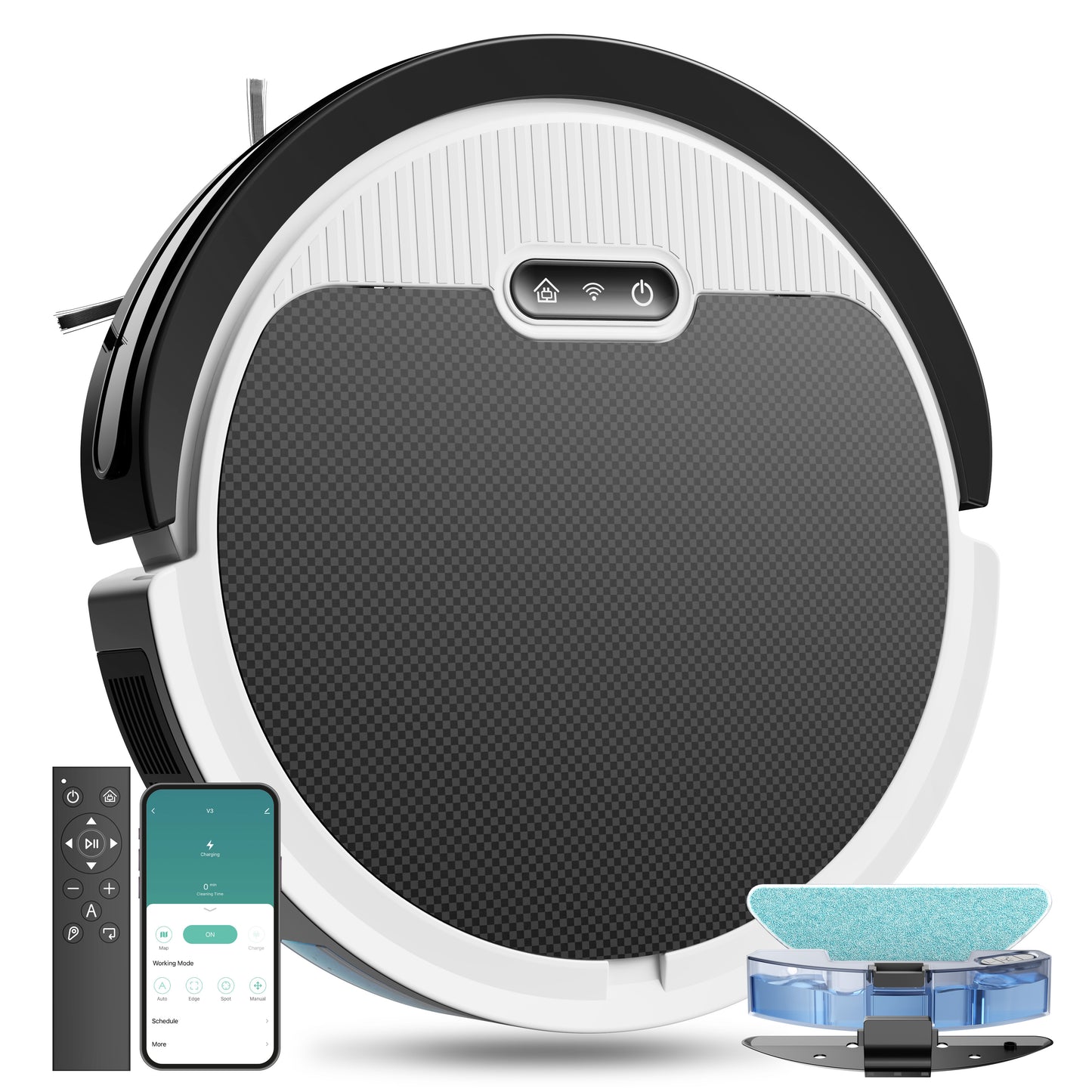Robot Vacuum And Mop, 3 In 1 Combo Cleaner For Home With Pet Hair And Hard Floor, 5000Pa Suction, 120 Mins Run Time,Self-Charging,Super Thin Body-US