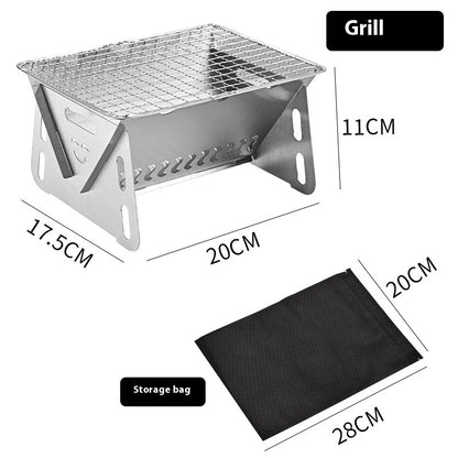 Outdoor Folding BBQ Grill Stainless Steel Convenient Card Type Firewood Mini Barbecue Grill Home