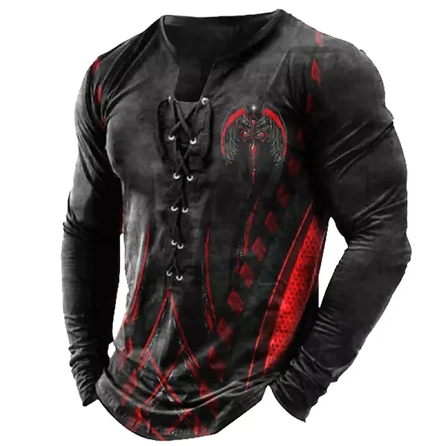 3d European And American Sports Long Sleeve Men's Clothing Print 3D Six-hole Threading Rope