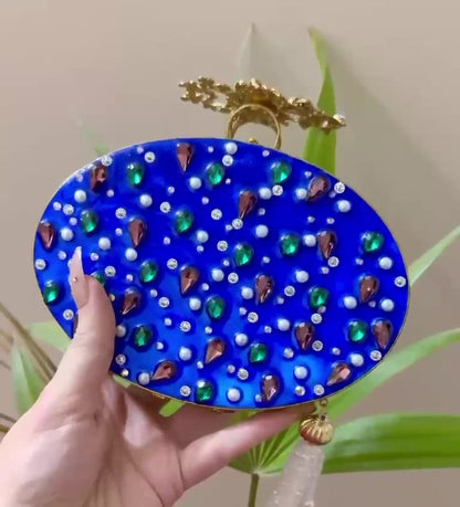 Luxury Trending Turkish Handmade Crystal Clutch Bag for Women – Elegant Evening Purse with Tassel, Gift-Ready Luxury Bag for Weddings &amp; Parties