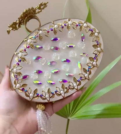 Luxury Trending Turkish Handmade Crystal Clutch Bag for Women – Elegant Evening Purse with Tassel, Gift-Ready Luxury Bag for Weddings &amp; Parties