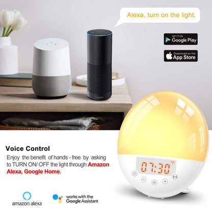 WiFi Voice Control Intelligent Alarm Clock, Sunrise Natural Wake-up Light-U