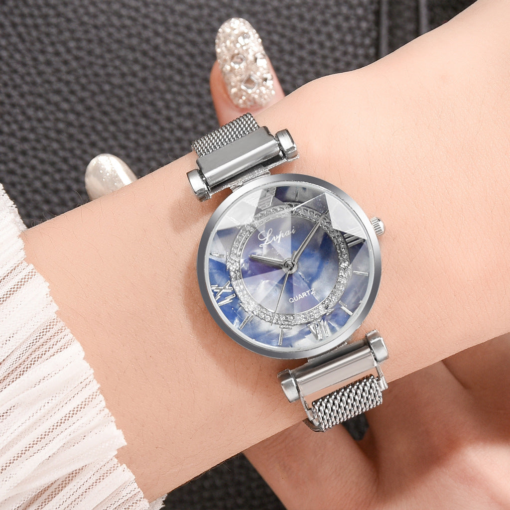 Magnet buckle and diamond jewellery watch