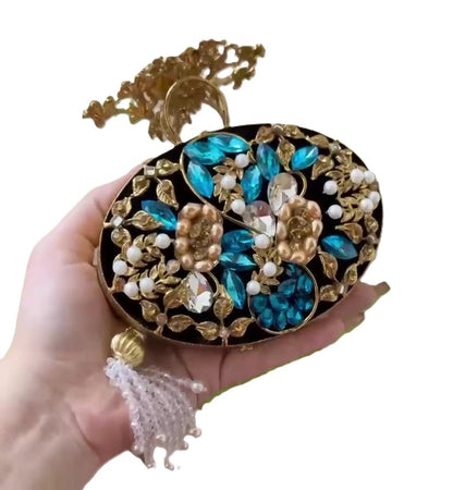 Turkish Handmade Crystal Clutch Bag for Women – Elegant Evening Purse with Tassel, Gift-Ready Luxury Bag for Weddings &amp; Parties