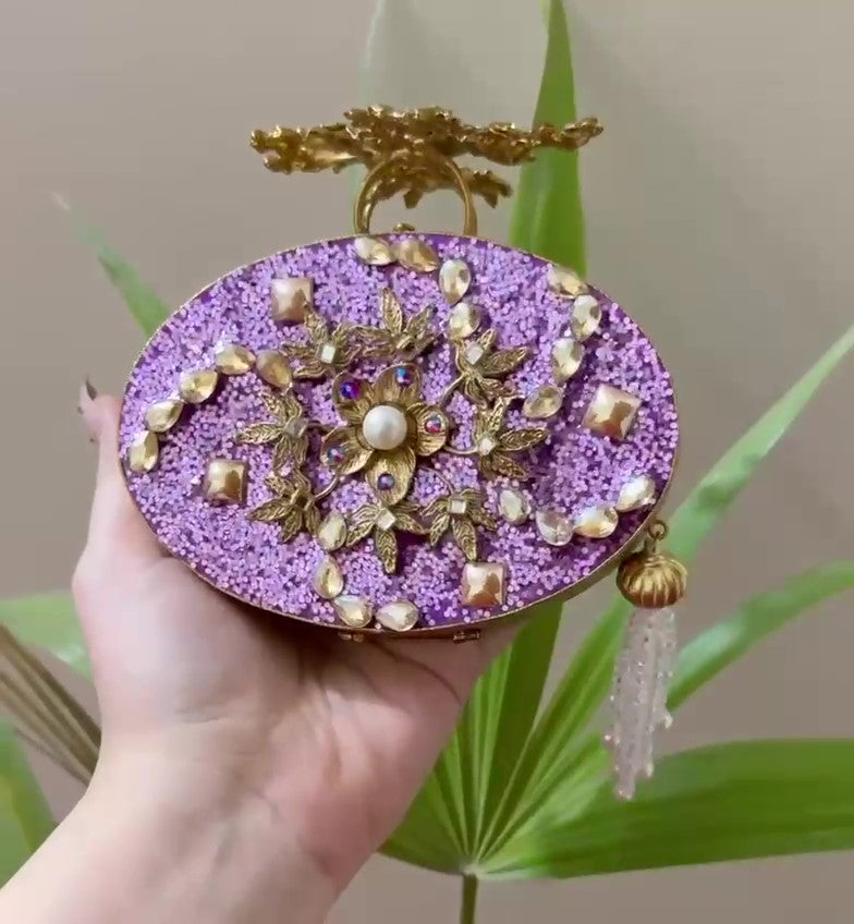 Turkish Handmade Crystal Clutch Bag for Women – Elegant Evening Purse with Tassel, Gift-Ready Luxury Bag for Weddings &amp; Parties