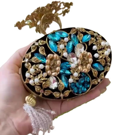 Turkish Handmade Crystal Clutch Bag for Women – Elegant Evening Purse with Tassel, Gift-Ready Luxury Bag for Weddings &amp; Parties
