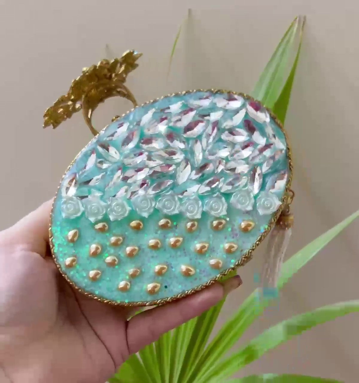 Authentic Turkish Craftsmanship for Women-Compact & Functional-Elegant Evening Purse with Beaded Tassel | Luxury Gift-Ready Bag for Weddings, Parties & Events