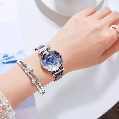 Magnet buckle and diamond jewellery watch