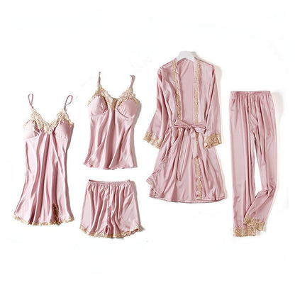 Ice Silk Five Piece Sleeping Dress