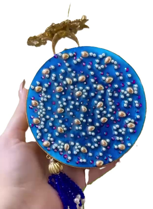 Turkish Handmade Crystal Clutch | Women’s Luxury Evening Bag with Tassel | Perfect for Weddings & Gifts