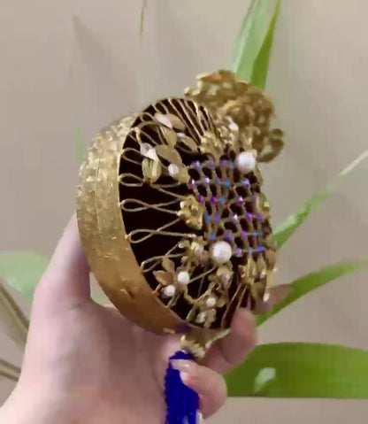 Turkish Handmade Crystal Clutch | Women’s Luxury Evening Bag with Tassel | Perfect for Weddings & Gifts