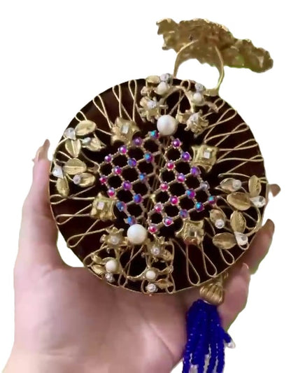 Turkish Handmade Crystal Clutch | Women’s Luxury Evening Bag with Tassel | Perfect for Weddings & Gifts