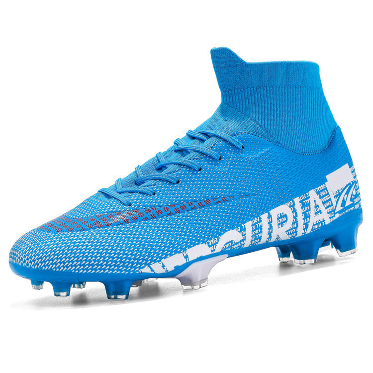 Men Soccer Shoes  High Ankle Football Boots Cleats Grass Training