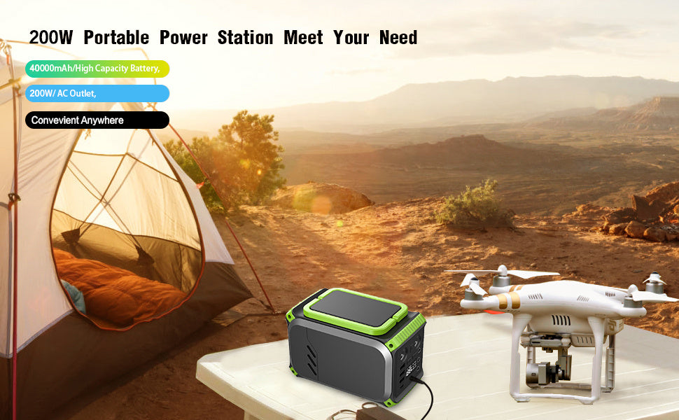 110V Camping Power Station,148Wh 200 W Solar Generator,40000mAh Emergency Power Supply Home Battery Backup For Camping