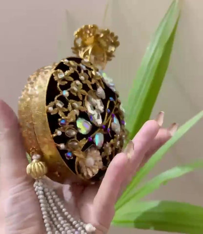 Authentic Turkish Craftsmanship for Women-Compact & Functional-Elegant Evening Purse with Beaded Tassel | Luxury Gift-Ready Bag for Weddings, Parties & Events