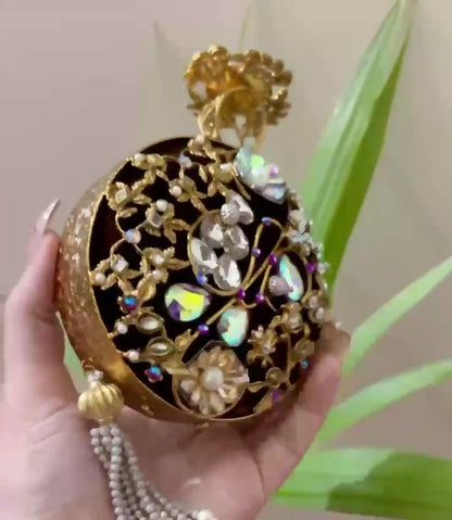 Authentic Turkish Craftsmanship for Women-Compact & Functional-Elegant Evening Purse with Beaded Tassel | Luxury Gift-Ready Bag for Weddings, Parties & Events