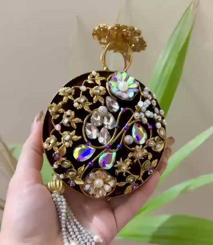 Authentic Turkish Craftsmanship for Women-Compact & Functional-Elegant Evening Purse with Beaded Tassel | Luxury Gift-Ready Bag for Weddings, Parties & Events