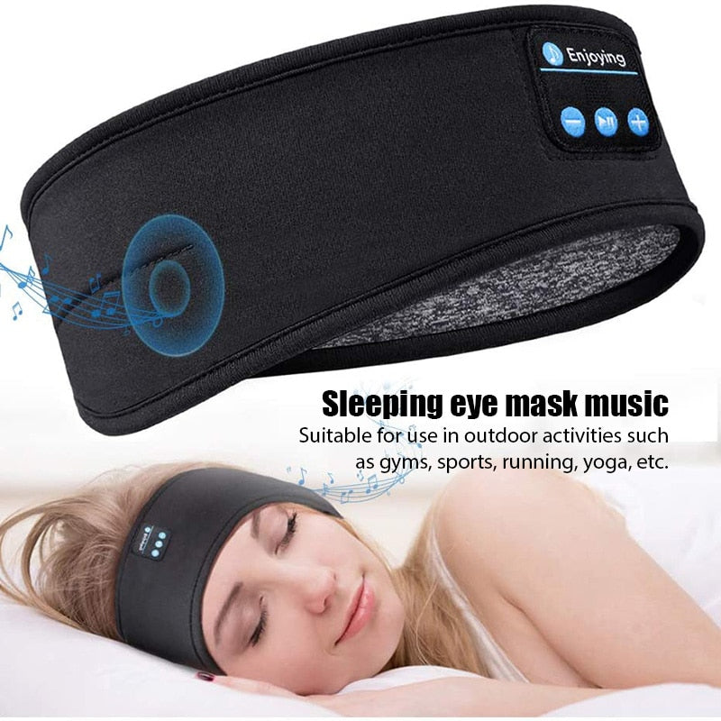 Casque de sommeil sans fil Bluetooth Bandeau mince doux élastique confortable écouteurs de musique masque pour les yeux pour dormeur latéral Sports