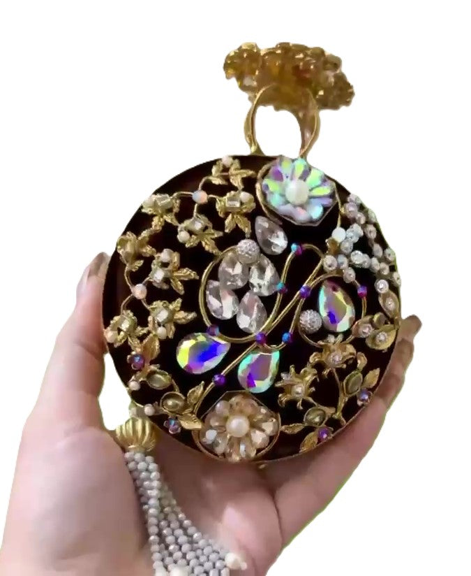 Authentic Turkish Craftsmanship for Women-Compact & Functional-Elegant Evening Purse with Beaded Tassel | Luxury Gift-Ready Bag for Weddings, Parties & Events