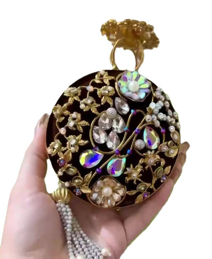 Authentic Turkish Craftsmanship for Women-Compact & Functional-Elegant Evening Purse with Beaded Tassel | Luxury Gift-Ready Bag for Weddings, Parties & Events