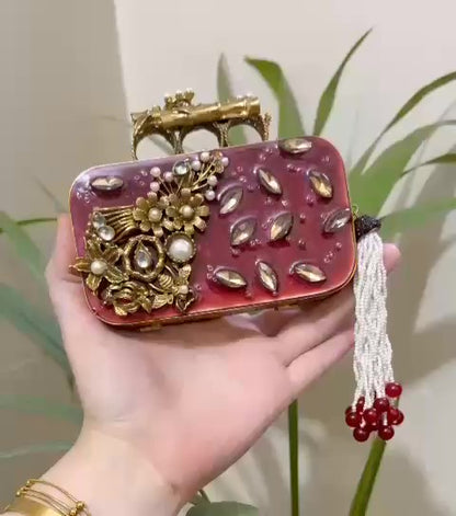 Authentic Turkish Craftsmanship for Women-Compact & Functional-Elegant Evening Purse with Beaded Tassel | Luxury Gift-Ready Bag for Weddings, Parties & Events