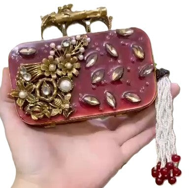 Authentic Turkish Craftsmanship for Women-Compact & Functional-Elegant Evening Purse with Beaded Tassel | Luxury Gift-Ready Bag for Weddings, Parties & Events