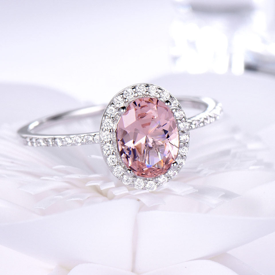 Oval Classic  Morganite Ring Female Jewellery