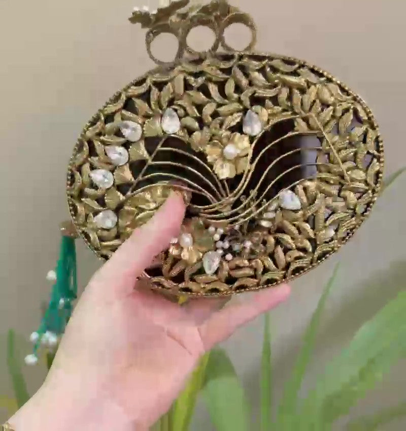 Turkish Handmade Crystal Clutch Bag for Women – Elegant Evening Purse with Beaded Tassel | Luxury Gift-Ready Bag for Weddings, Parties & Events