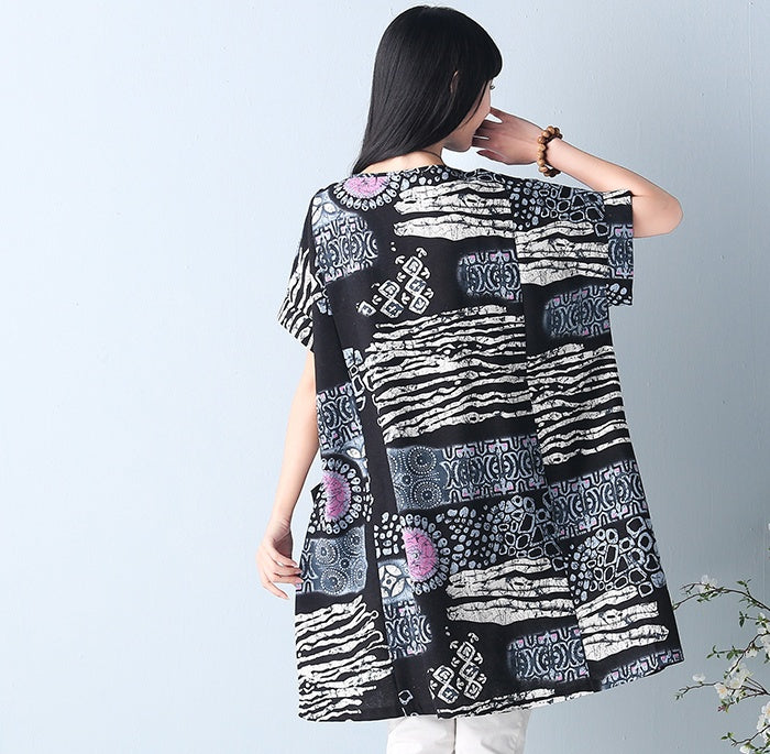 Spring and summer women's new loose 200 kg large size fat MM primer skirt art van wash cotton and linen dress