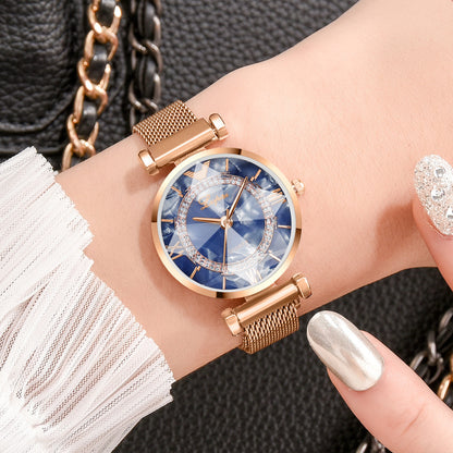 Magnet buckle and diamond jewellery watch