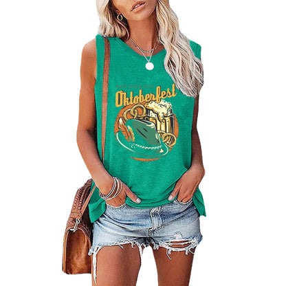 Women's Loose Round Neck Sleeveless T-shirt