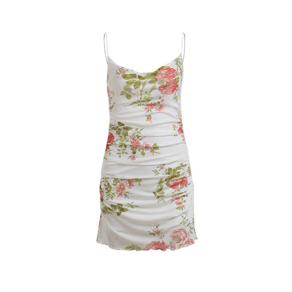 Women's Clothing Beach Vest Mesh Floral Print Dress