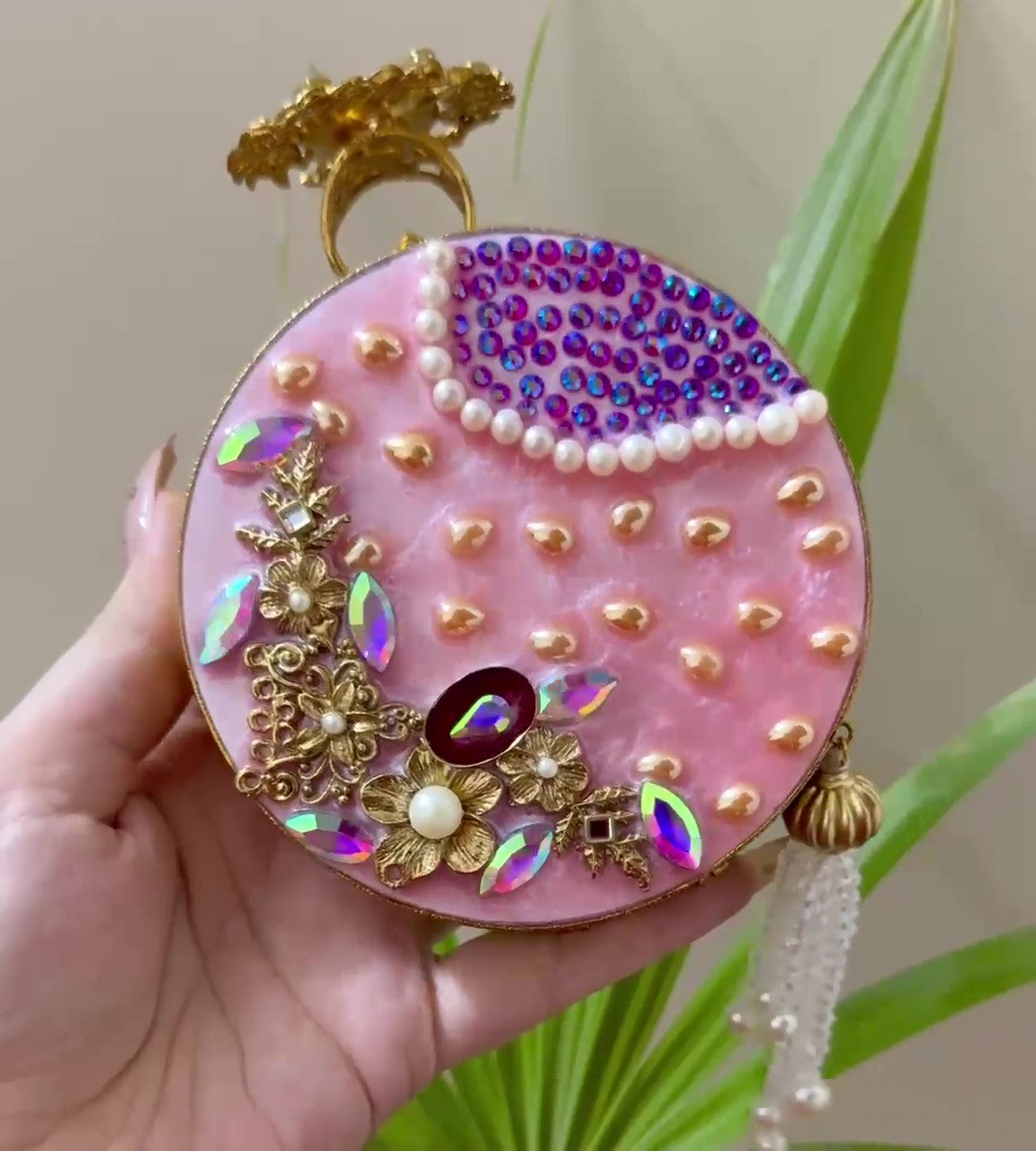 Turkish Handmade Women’s Clutch Bag – Luxury Crystal Purse with Tassel, Elegant Gift for Wedding, Evening & Special Events