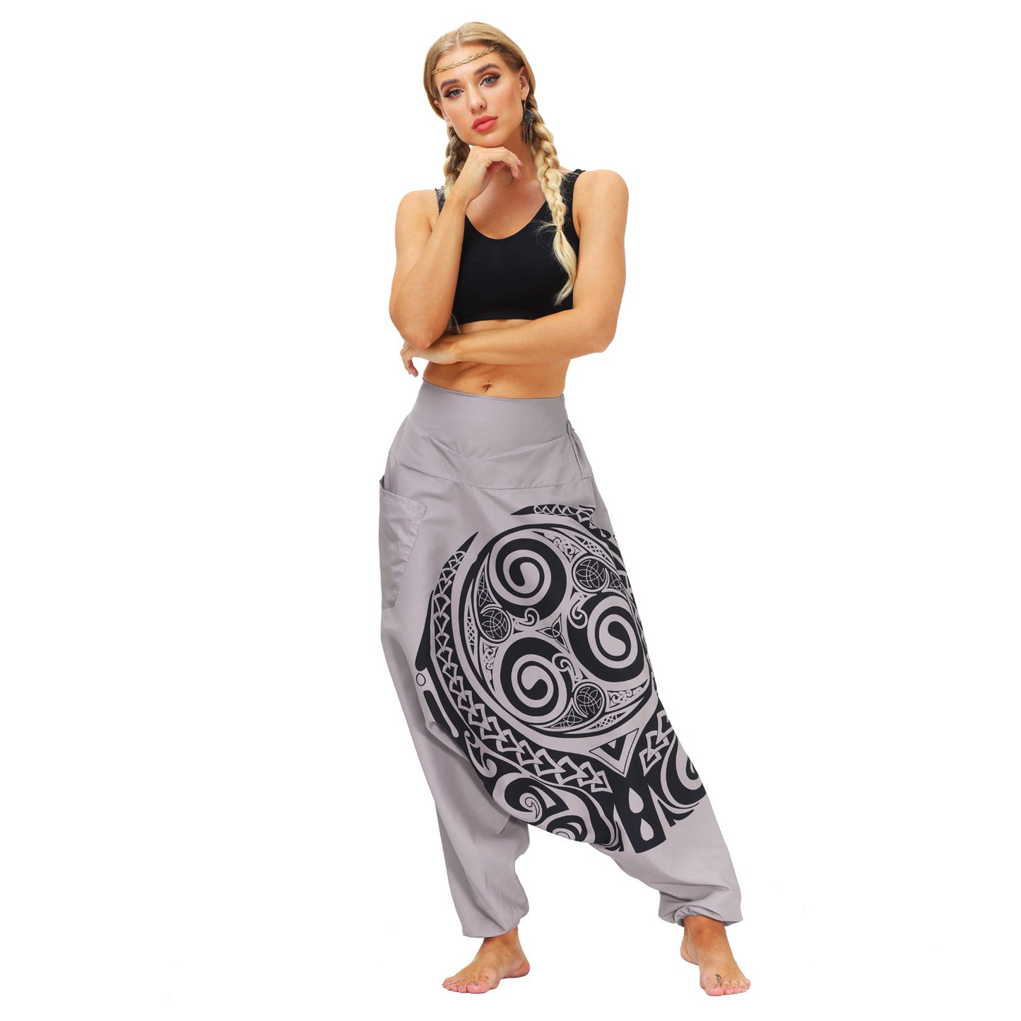 Women And Men Drop Bottom Elastic Waist Loose Fit Baggy Gypsy