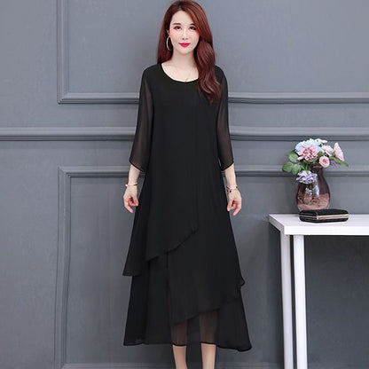 Plus Size Women's Clothing Mom Summer Clothes Dress Women's Fat