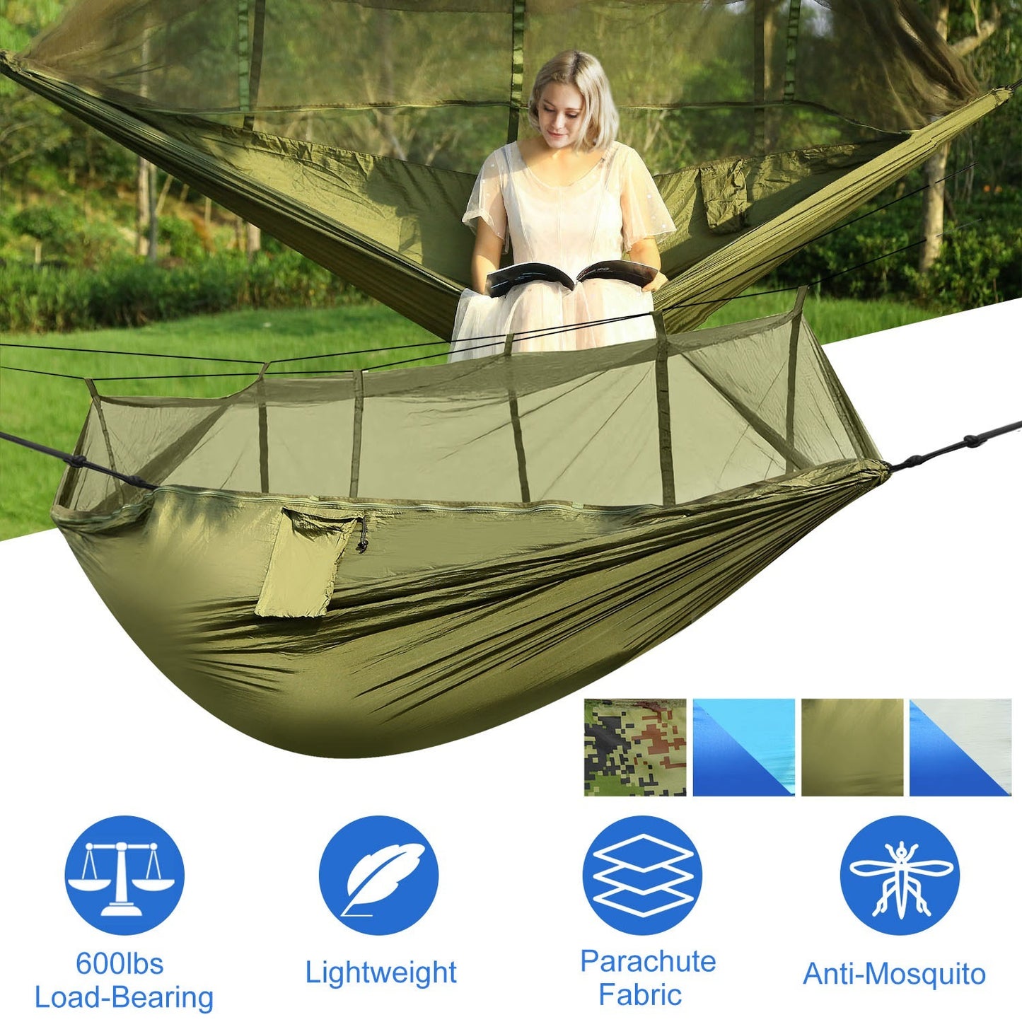 Camping Hammock, Portable Double Hammock With Net