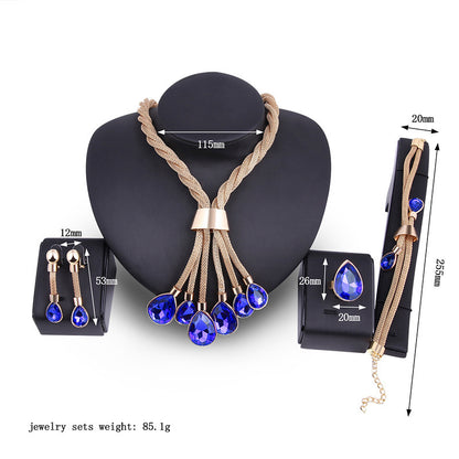 Necklace Earrings Jewellery Set Four-piece Gilded