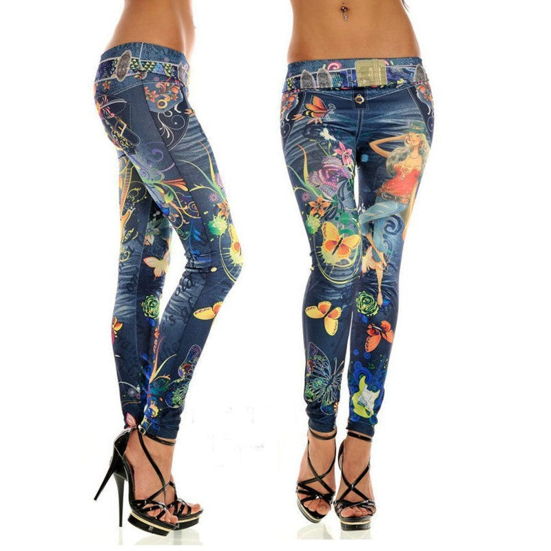 Denim Printed Leggings