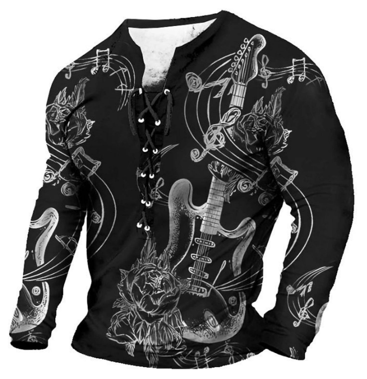 3d European And American Sports Long Sleeve Men's Clothing Print 3D Six-hole Threading Rope