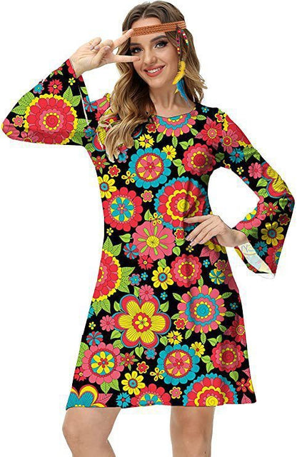 Robe pour femme à imprimé hippie vintage