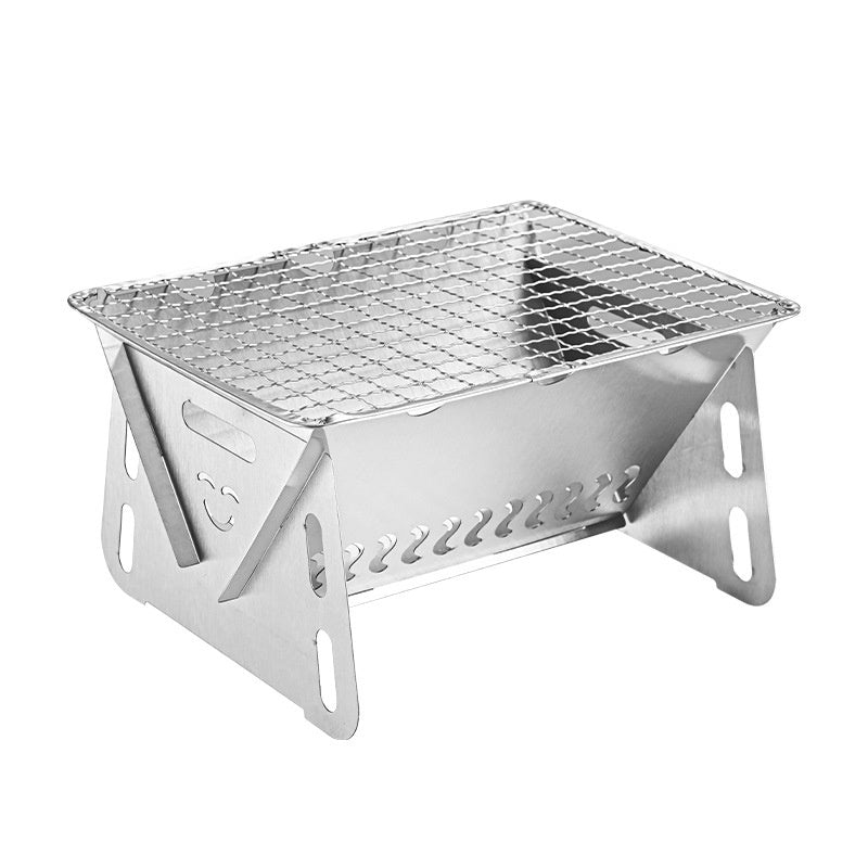 Outdoor Folding BBQ Grill Stainless Steel Convenient Card Type Firewood Mini Barbecue Grill Home