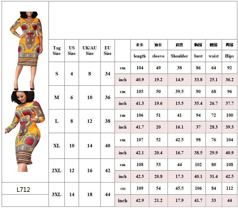 Summer V-neck 34 Sleeves Printed Slim-fit Sheath Dress European And American Large Size Fashion Women's Wear African Ethnic Style Dress