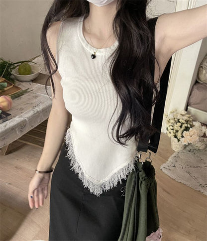 Women's Pure Color Halter Strap Elegant Knitted Sleeveless Top