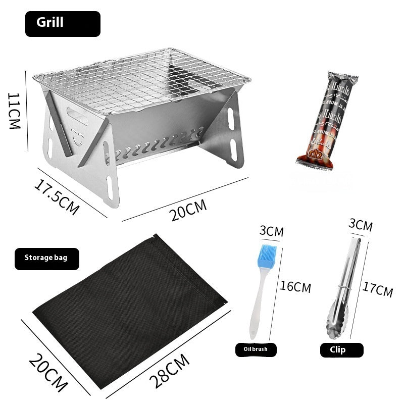 Outdoor Folding BBQ Grill Stainless Steel Convenient Card Type Firewood Mini Barbecue Grill Home