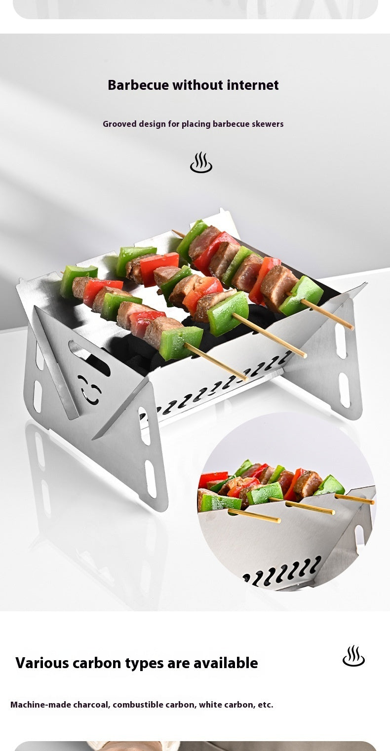 Outdoor Folding BBQ Grill Stainless Steel Convenient Card Type Firewood Mini Barbecue Grill Home