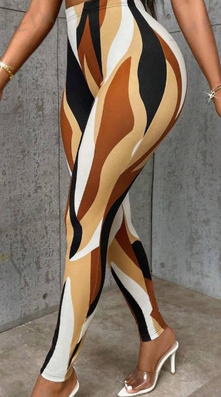 Casual Colorblock Slim Fit Stretchy Random Printed Leggings