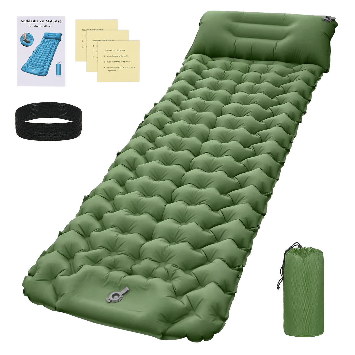 Camping Sleeping Pad with Pillow Built-in Pump Ultralight Inflatable Sleeping Mat Waterproof Camping Air Mattress for Backpacking Hiking Tent Traveling